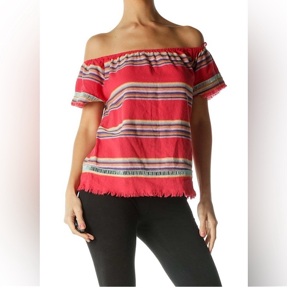 Anthropologie dRa Los Angeles Coral Patterned Off-The-Shoulder Top Size XS